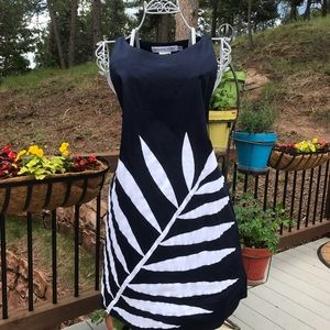 Adorable Navy and White Palm Dress